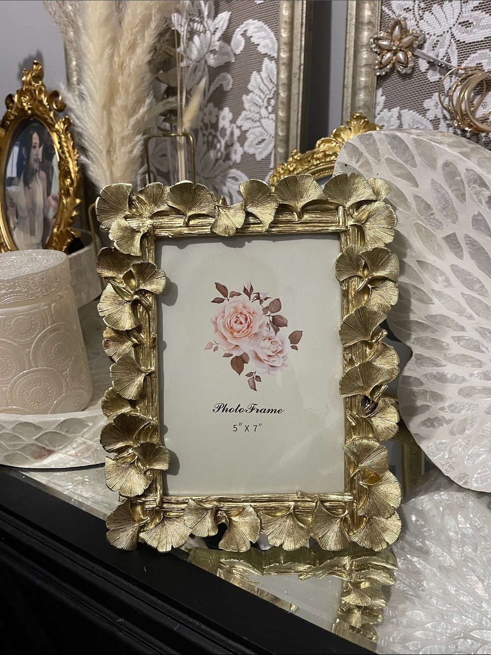 Beautiful Gold Floral Ginkgo Leaf Picture Frame